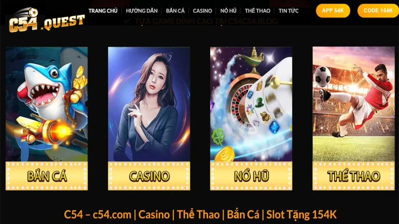 Giao diện của game nổ hũ trên trang web C54